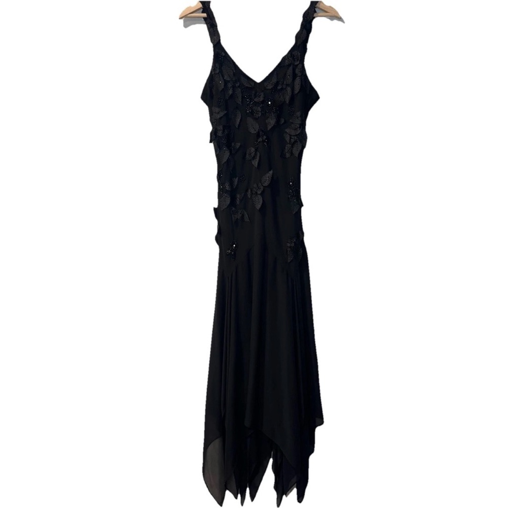 Vintage 90's Y2K Black Beaded Whimsigoth Fairycore Party‎ Slip Dress Formal